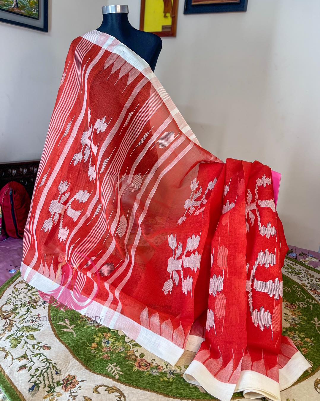 Red Desire Monipuri Saree - Image 4